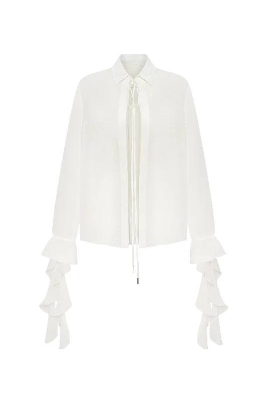 Pleated Women Dress with a Timeless and Elegant TextureRuffled blouse in white, Xo Xo