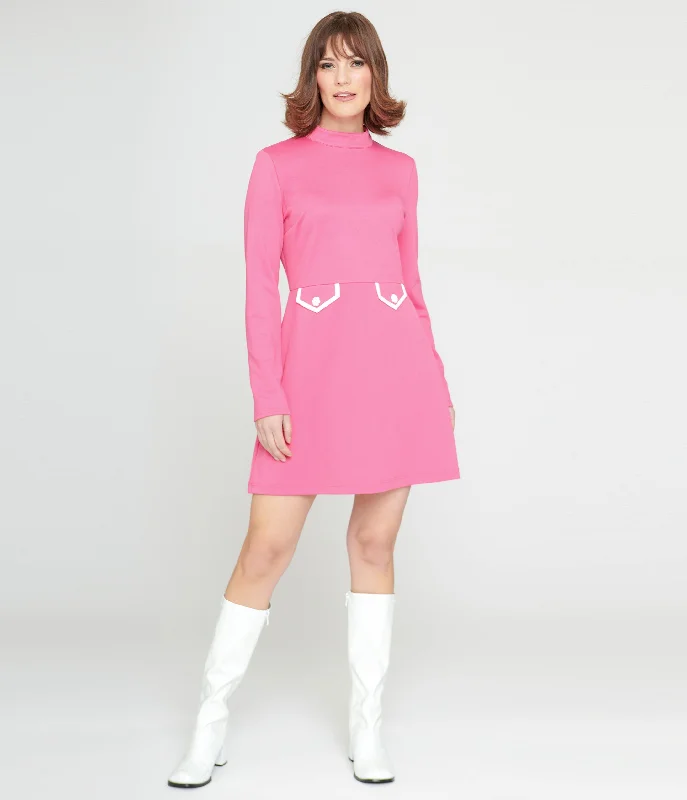 Lace - Embellished Women Dress for an Elegant and Sophisticated AppearanceSmak Parlour 1960s Hot Pink Mock Turtleneck Fit & Flare Dress