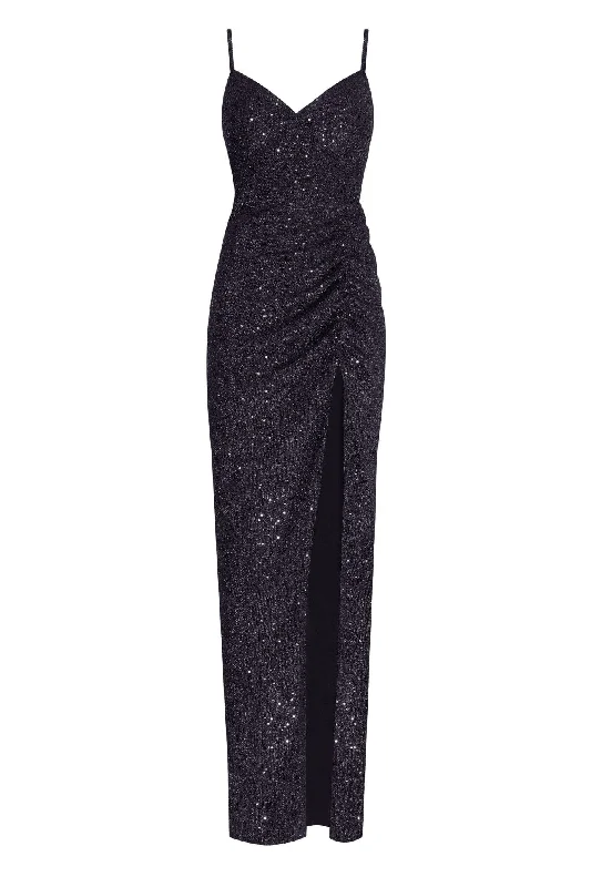 Ruffled Women Dress with Multiple Layers for a Playful and Girly StyleSpectacular sequined maxi gown on long spaghetti straps