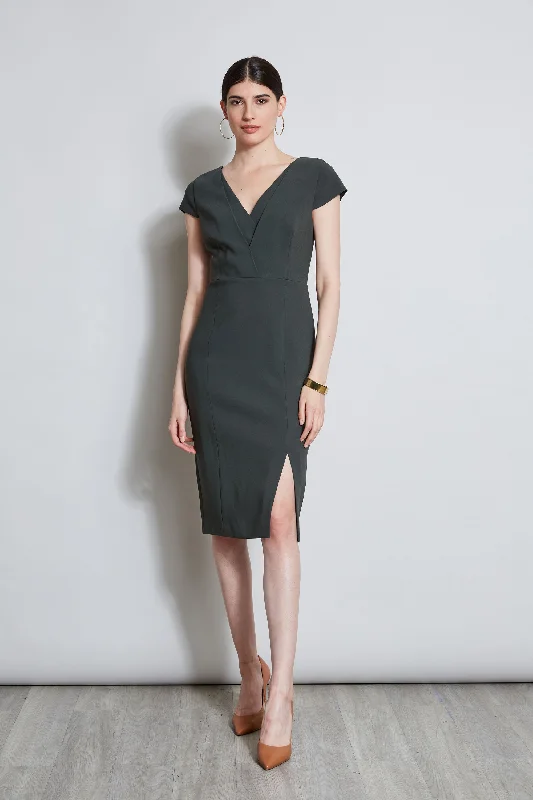 Little Black Women Dress with Sequins for a Glamorous Night OutV-Neck Crepe Dress