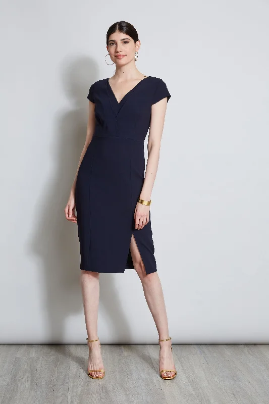 Ruffled Women Dress with Multiple Layers for a Playful and Girly StyleV-Neck Crepe Dress