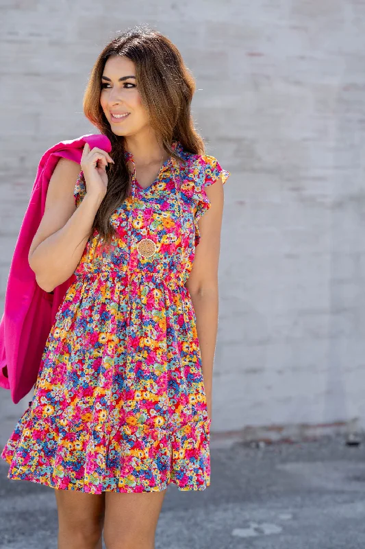 Little Black Women Dress with Sequins for a Glamorous Night OutVibrant Blooms Ruffle Accented Dress