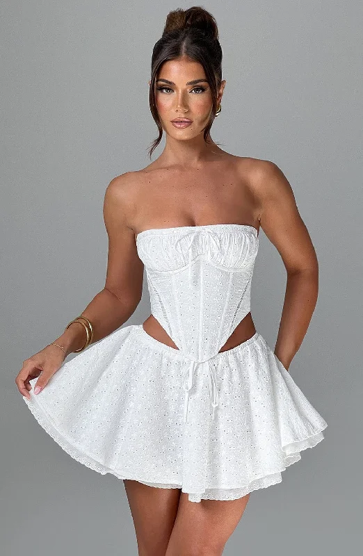 Off - the - Shoulder Women Dress for a Romantic and Feminine LookWinnie Mini Skirt - Ivory