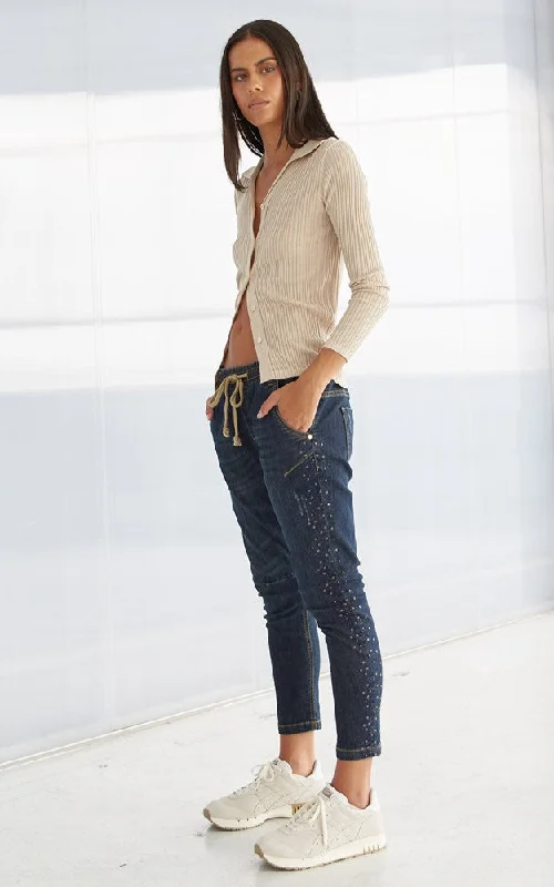 High - rise flare women jeans for a 70s - inspired lookActive Swarovski Embellished Jeans