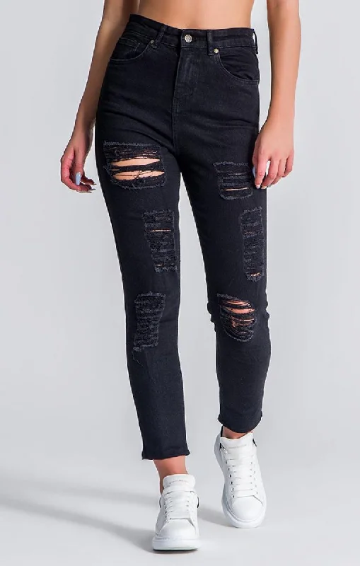 Jeggings women jeans combining the comfort of leggings and style of jeansBlack Burlesque Mom Jeans