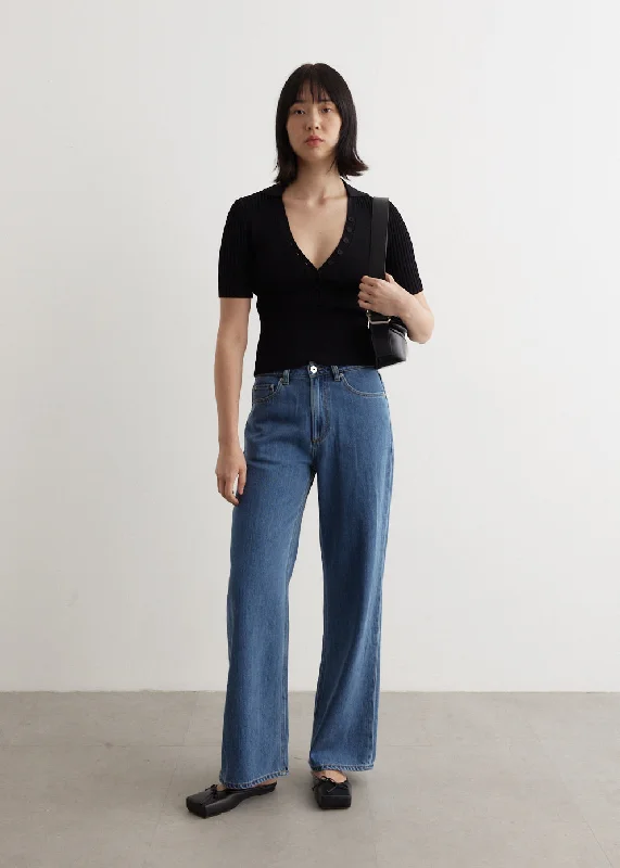 Button - fly women jeans with a traditional touchCrash Wide Leg Jeans