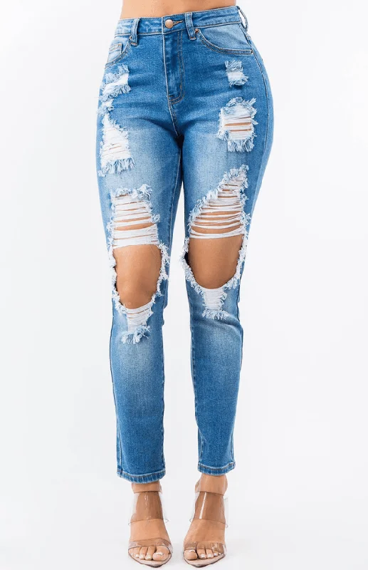 Skinny women jeans with a form - fitting designKelly High Waist Cut Out Straight Jeans