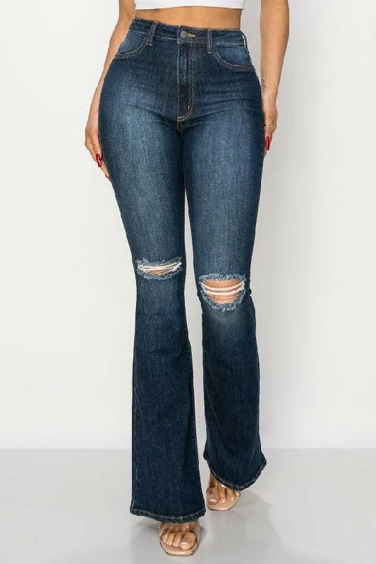 Bootcut women jeans to complement various shoe stylesLodie junior flare knee cut denim jeans