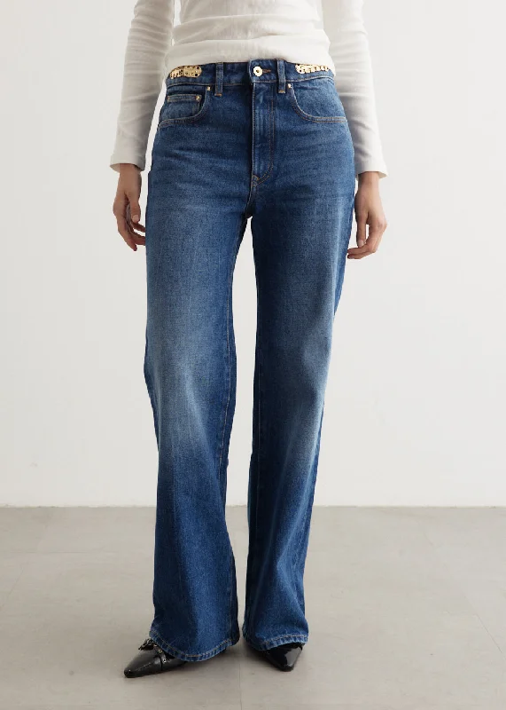 High - rise flare women jeans for a 70s - inspired lookPantalon Dark Denim Jeans