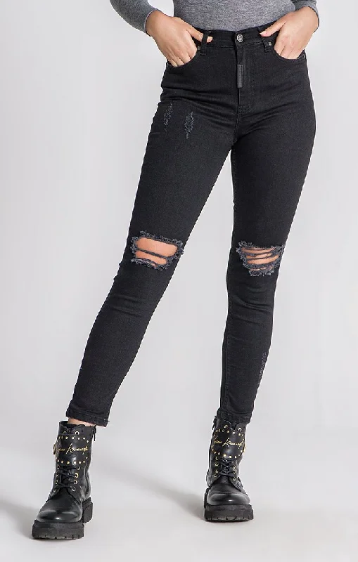 Light - wash women jeans for a fresh and summery appearanceBlack Core Peekaboo Jeans