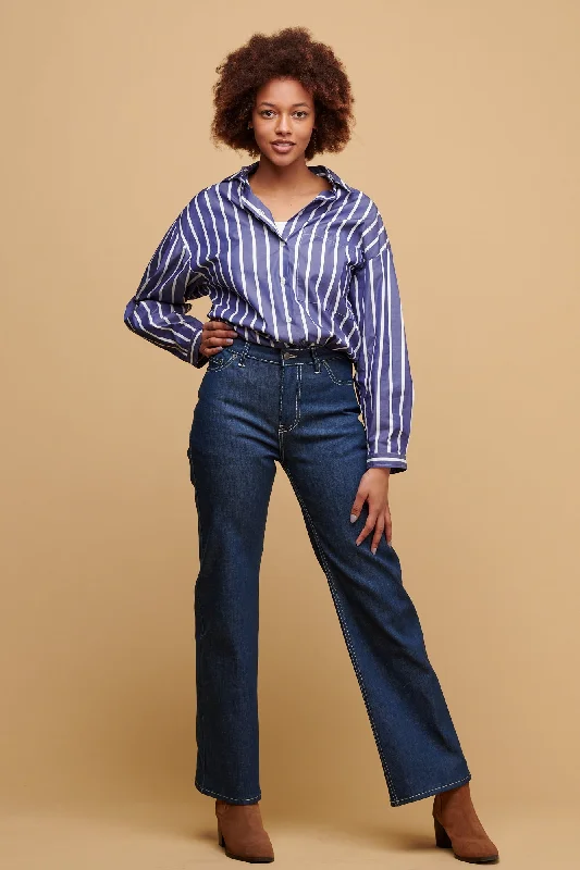 Mom jeans for a nostalgic and casual lookWomen's High Rise Wide Leg Jean - Blue