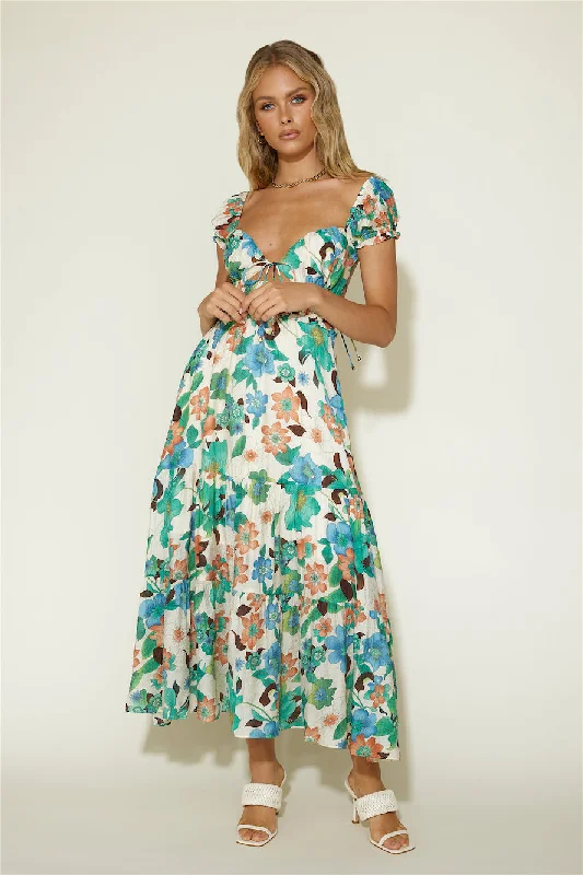 Strapless Women Dress with a Built - in Bra for Comfort and SupportAfternoon Glow Maxi Dress Floral