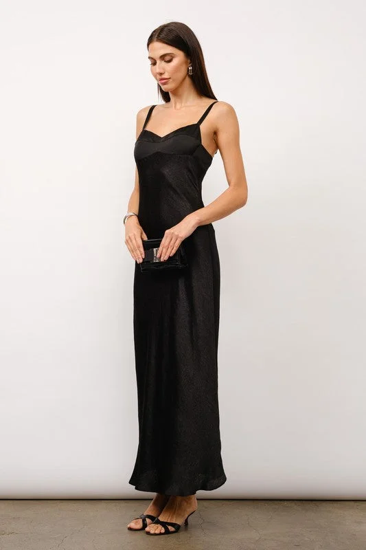 Strapless Women Dress with a Built - in Bra for Comfort and SupportAmberlynn Sleeveless Satin Slip Maxi Dress Black