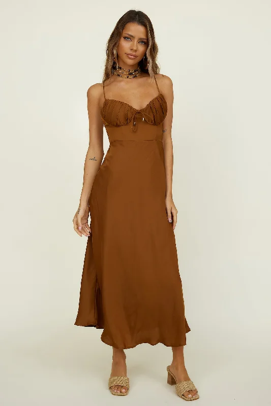 Ball Gown Women Dress with a Full Skirt for a Princess - like LookAwakenings Maxi Dress Brown