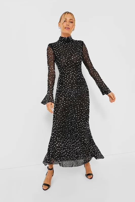 Sheath Women Dress with a Tailored Fit for a Professional LookBlack Square Rhinestone Mesh Midi Dress