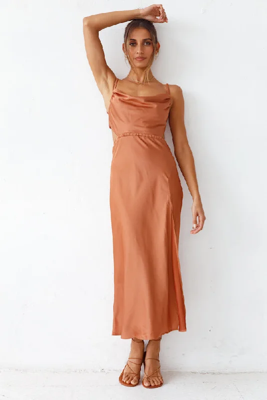 Off - the - Shoulder Women Dress for a Romantic and Feminine LookBurning Stars Maxi Dress Rust