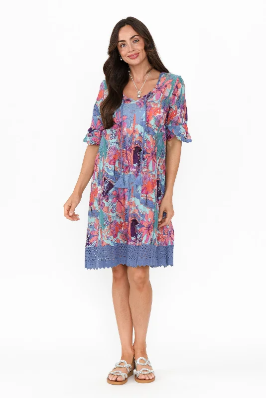 Empire Waist Women Dress to Accentuate the Bust and Conceal the WaistCayman Purple Paradise Cotton Tunic Dress