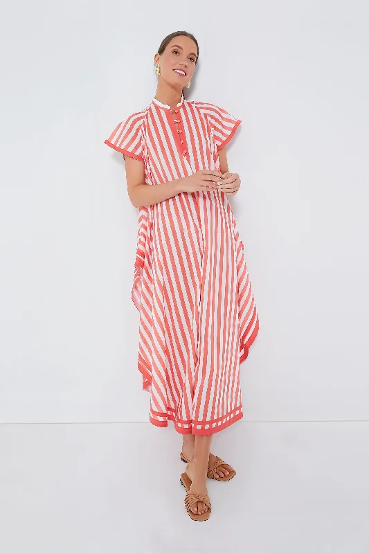 Ball Gown Women Dress with a Full Skirt for a Princess - like LookCoral Stripes Anouk Dress