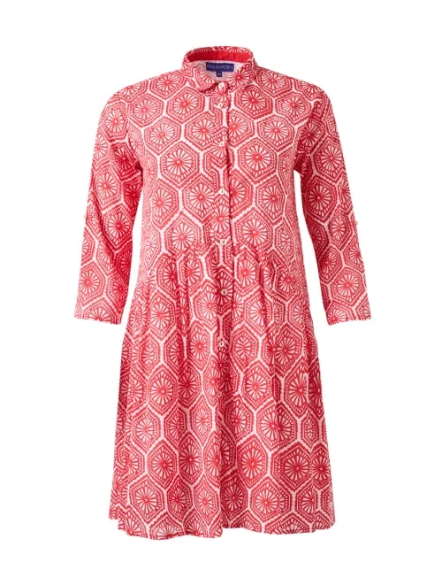 Ball Gown Women Dress with a Full Skirt for a Princess - like LookDeauville Red Tile Print Shirt Dress