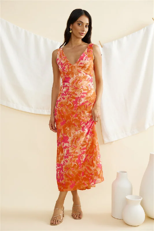 Wrap - Style Women Dress with Adjustable Fit for All Body TypesDessert First Maxi Dress Orange