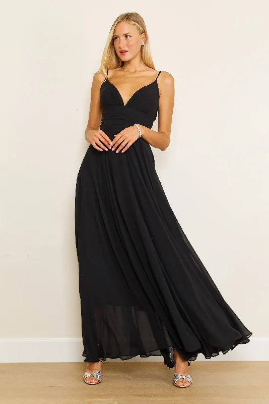 Ruffled Women Dress with Multiple Layers for a Playful and Girly StyleDylan & Davids Long Black Formal Party Dress