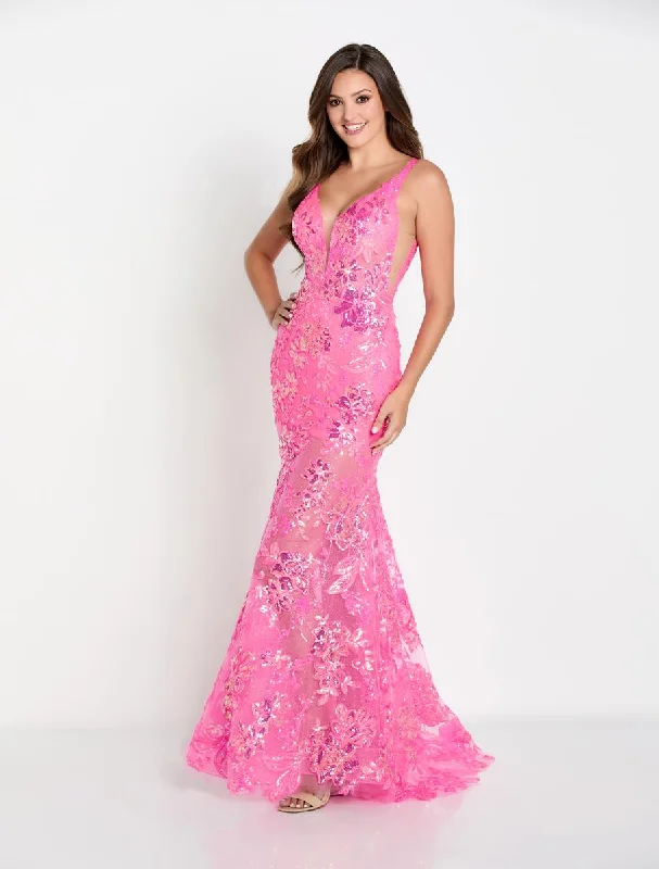 Backless Women Dress for a Sexy and Alluring Look at Evening EventsEllie Wilde Long Lace V-Neck Prom Dress EW34040