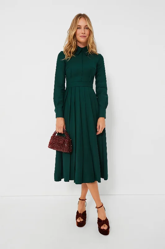 Long - Sleeve Women Dress in Velvet for a Luxurious Winter LookEmerald Green Maram Flanella Dress