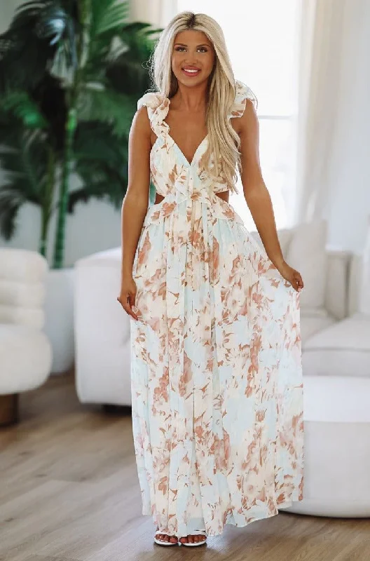 Maxi Women Dress with Floral Print for a Bohemian VibeFor Your Attention Floral Maxi Dress - Mint