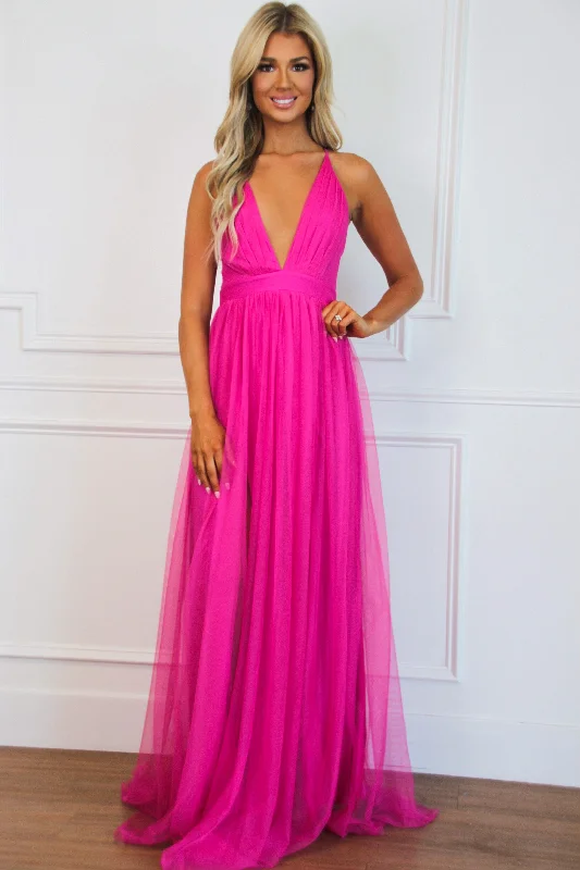 Wrap - Style Women Dress with Adjustable Fit for All Body TypesForever Love Maxi Dress: Magenta