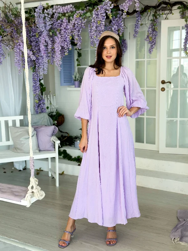 Off - the - Shoulder Women Dress for a Romantic and Feminine LookFrench Sole Lilac Dress