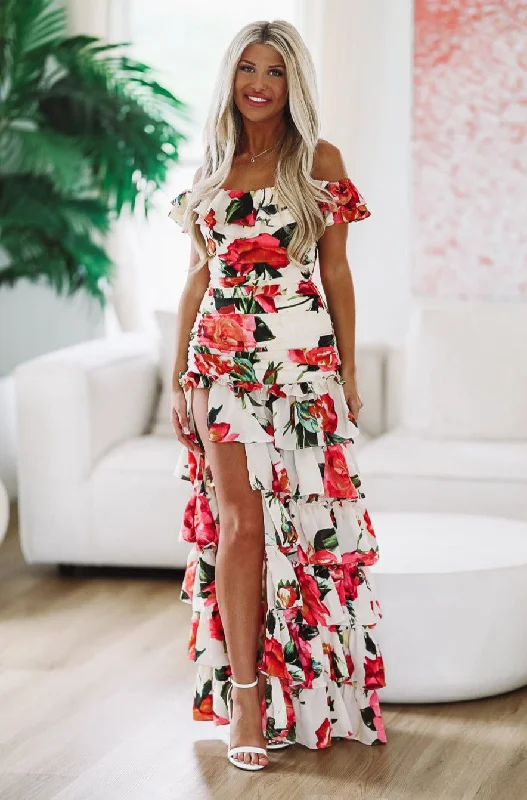 Sleeveless Women Dress in Bright Colors for Summer PartiesGood For You Floral Maxi Dress - White