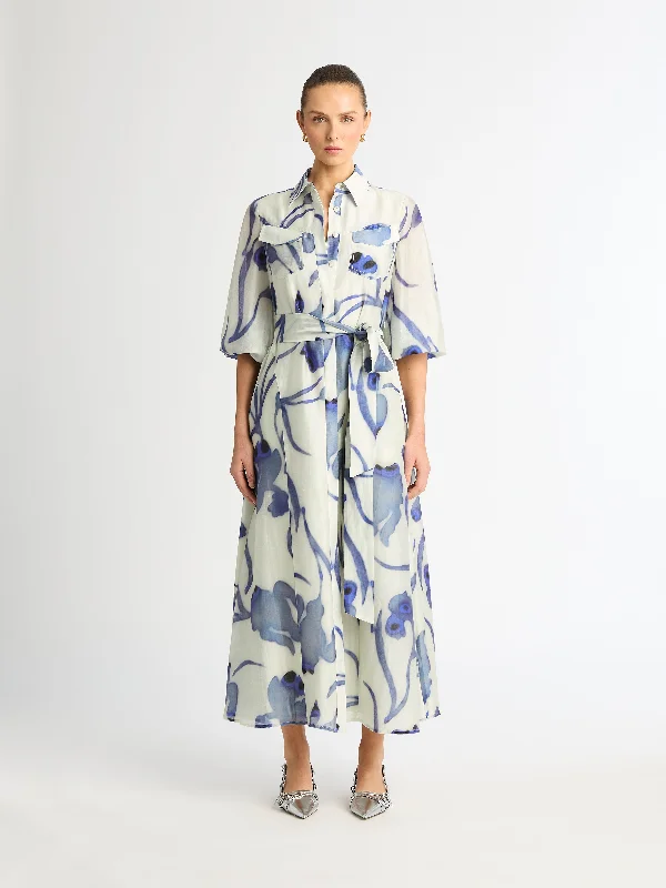 Ruffled Women Dress with Multiple Layers for a Playful and Girly StyleHAZE FLORAL SHIRT DRESS