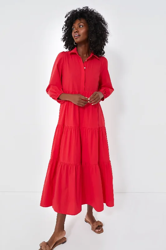 Pleated Women Dress with a Timeless and Elegant TextureHibiscus Red Mabel Maxi Dress