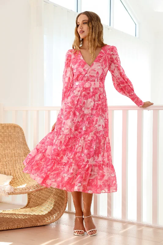 Lace - Embellished Women Dress for an Elegant and Sophisticated AppearanceInto Heaven Maxi Dress Pink