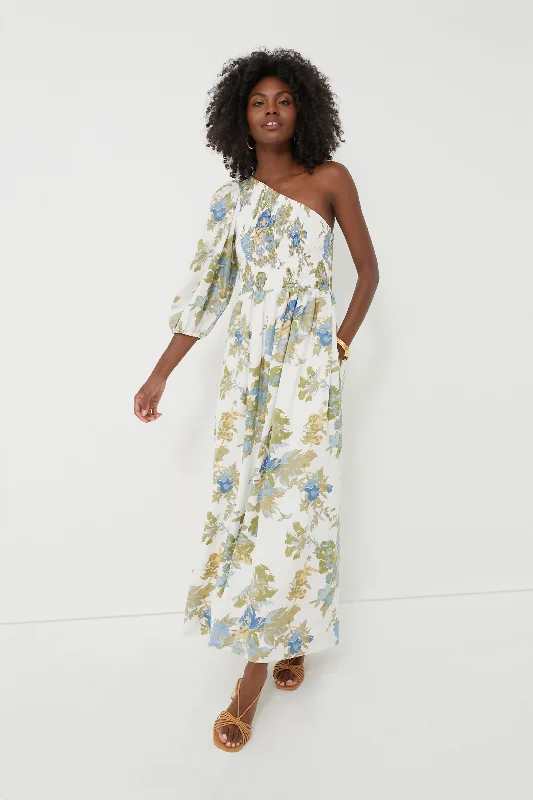 Pleated Women Dress with a Timeless and Elegant TextureIvory Escala Floral Anha Maxi Dress