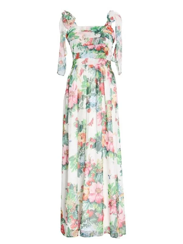 Sleeveless Women Dress in Bright Colors for Summer PartiesJoi Floral Gown Dress - Green Floral