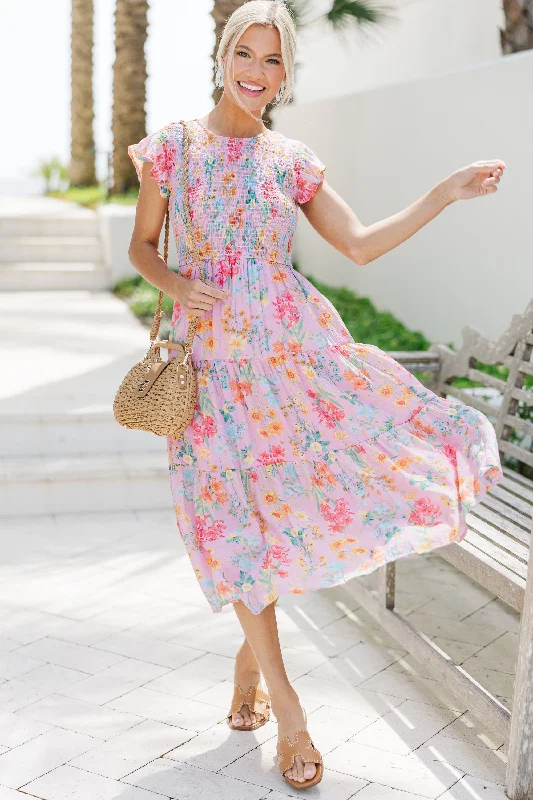 Backless Women Dress for a Sexy and Alluring Look at Evening EventsKeep You Close Peach Pink Floral Midi Dress