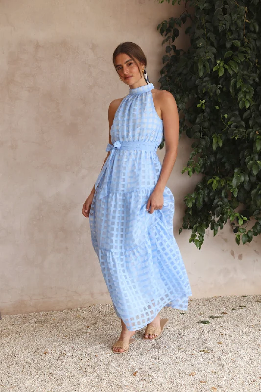 Pleated Women Dress with a Timeless and Elegant TextureKiss Me Maxi Dress Blue