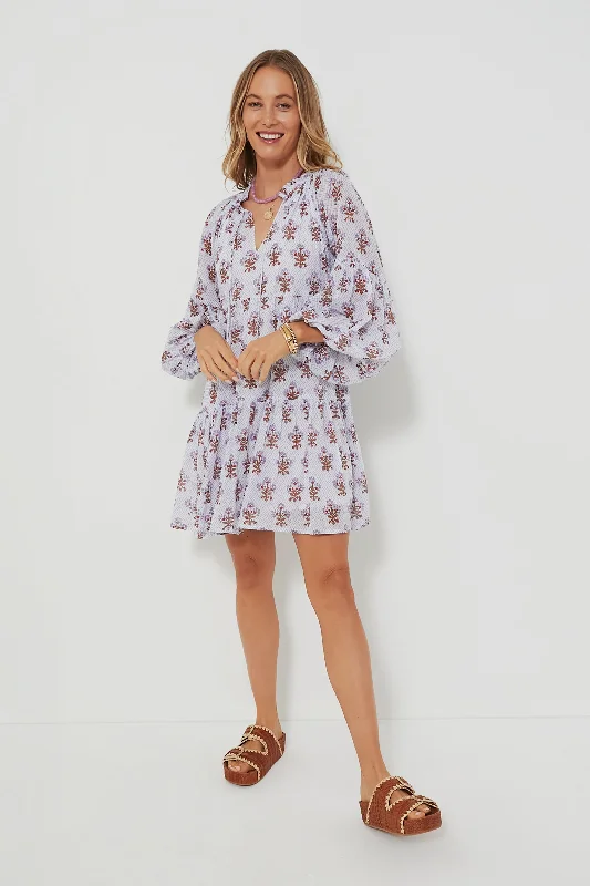 Ruffled Women Dress with Multiple Layers for a Playful and Girly StyleLavender Atherton Balloon Sleeve Short Dress