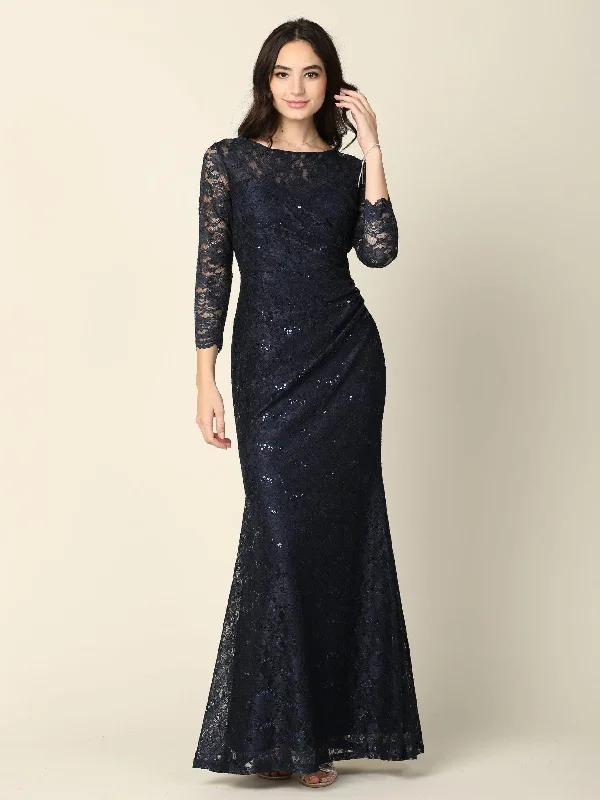 Little Black Women Dress with Sequins for a Glamorous Night OutLong Mother of the Bride Lace Formal Dress