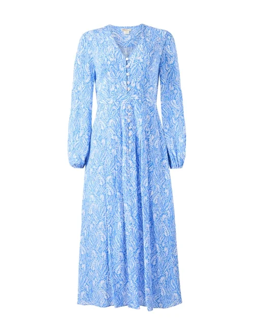 Off - the - Shoulder Women Dress for a Romantic and Feminine LookMira Blue Print Dress