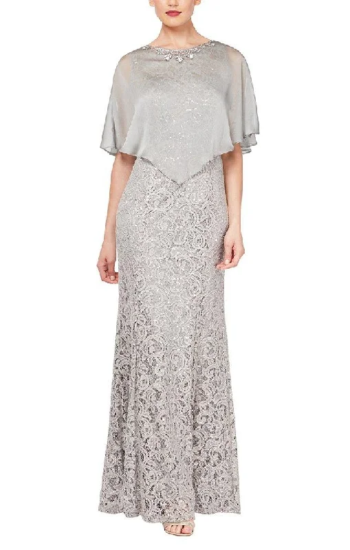 Lace - Embellished Women Dress for an Elegant and Sophisticated AppearanceIgnite Evenings Silver Mother of the Bride Long Dress 3523W