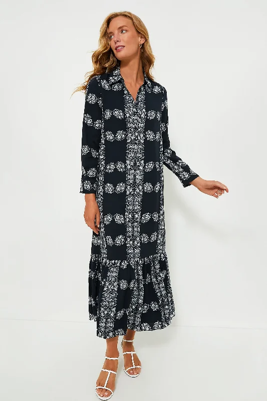 Mini Women Dress with a Short Hem for a Young and Trendy StyleNavy Floral Miller Maxi Shirt Dress