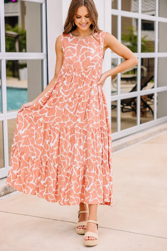 Ball Gown Women Dress with a Full Skirt for a Princess - like LookNeed You More Coral Pink Animal Print Dress