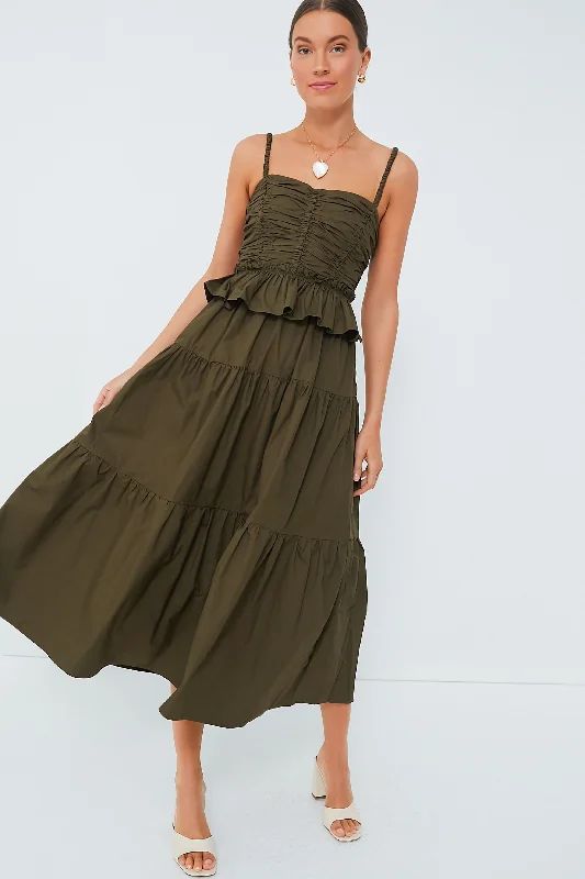 Sheath Women Dress with a Tailored Fit for a Professional LookExclusive Olive Tiered Maxi Dress