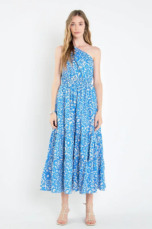 Halter Neck Women Dress to Show Off the Shoulders and NecklineOne Shoulder Print Maxi Dress