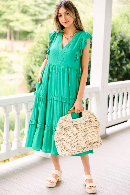 Strapless Women Dress with a Built - in Bra for Comfort and SupportPerfect Day Kelly Green Midi Dress