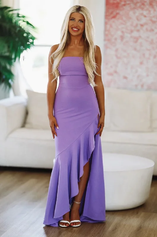 Strapless Women Dress with a Built - in Bra for Comfort and SupportPrincess Lavender Maxi Gown - Lavender Purple