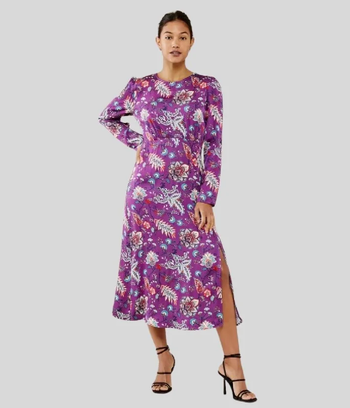 Ruffled Women Dress with Multiple Layers for a Playful and Girly StylePurple Oriental Selma Satin Dress