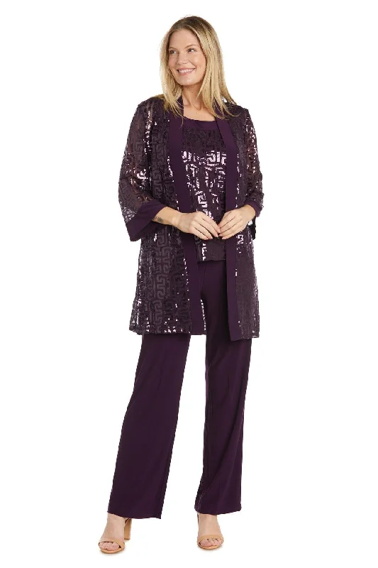 Sleeveless Women Dress in Bright Colors for Summer PartiesR&M Richards RM9761W Sequined Formal Pantsuit